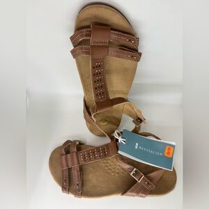REVITALIGN Tan Sandals with Studded Straps